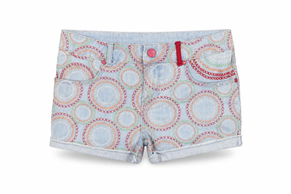 Desigual Girls Blue Geometric Denim Hot Pants Shorts 13-14 Years