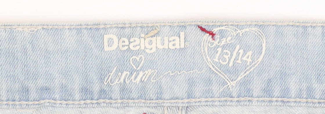 Desigual Girls Blue Geometric Denim Hot Pants Shorts 13-14 Years