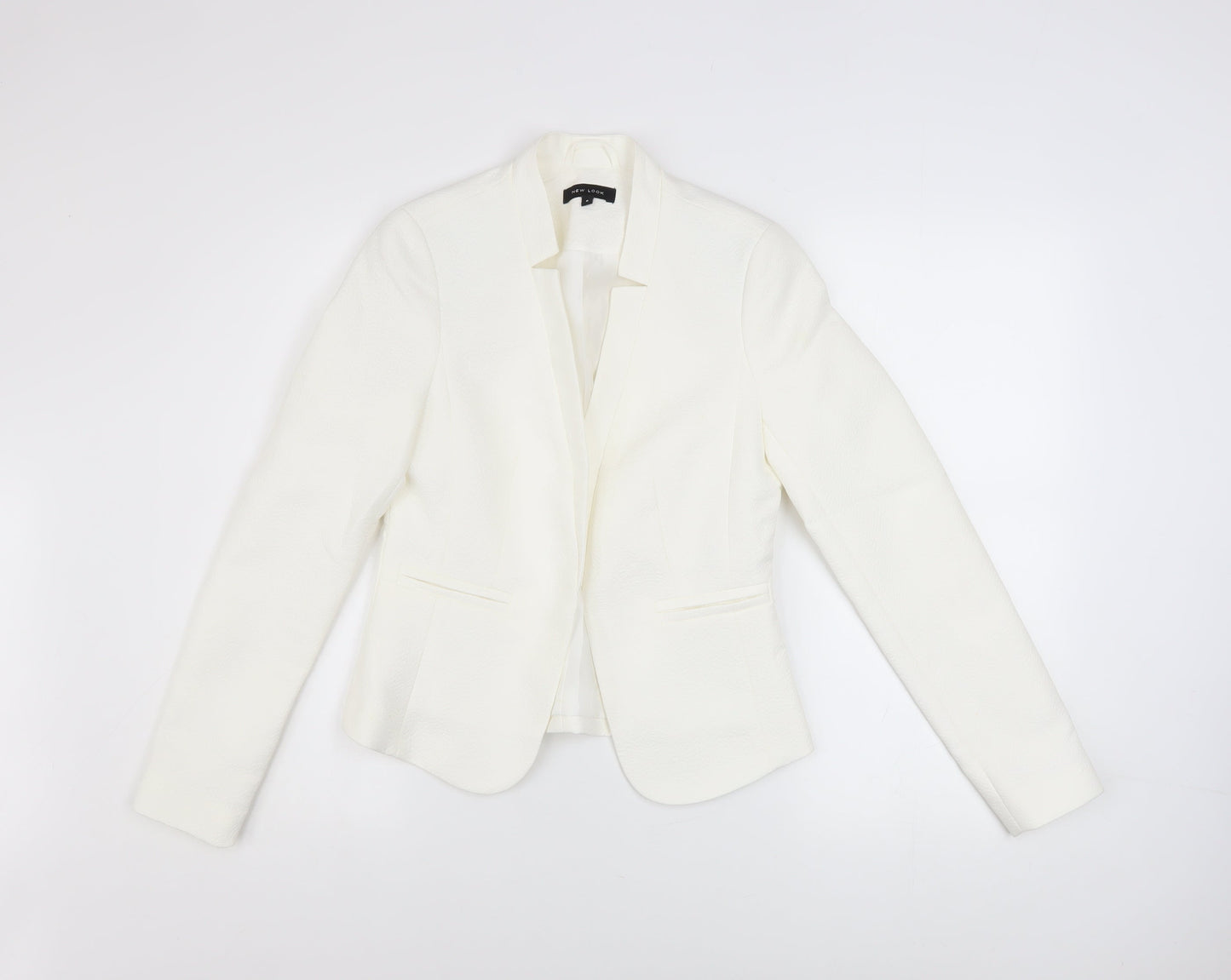 New Look Women Ivory Blazer Size 8 Classic Lined Polyester Jacket