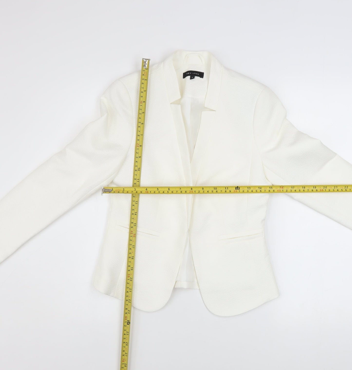 New Look Women Ivory Blazer Size 8 Classic Lined Polyester Jacket