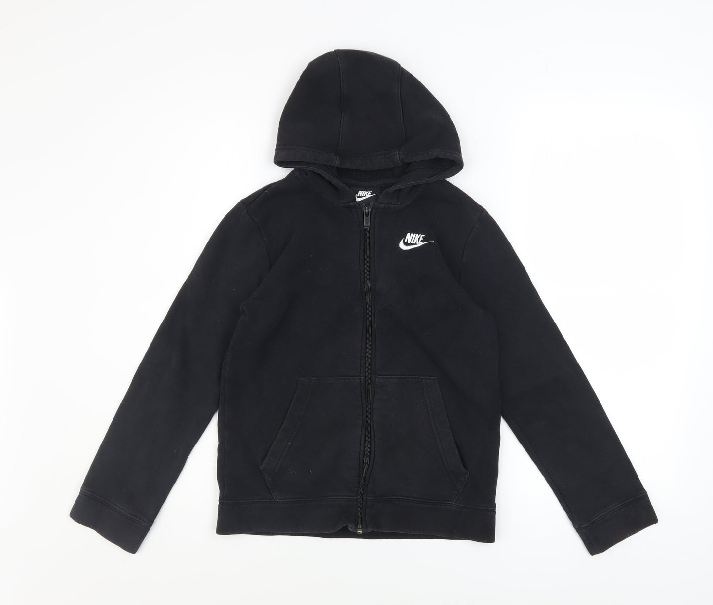 Nike Boys Black Full Zip Hoodie Size 10-11 Years Fleece Sweatshirt