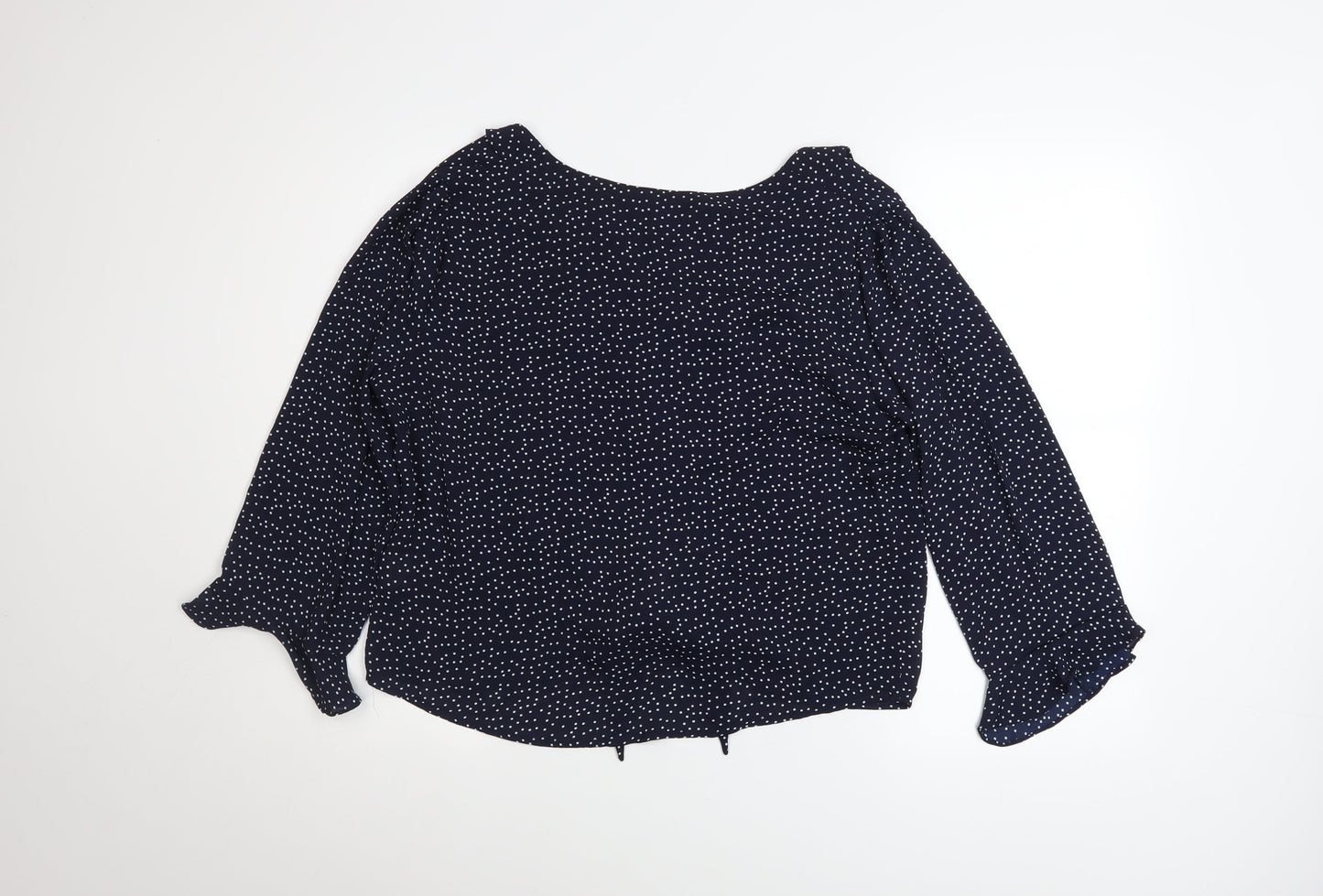 Grette Hjort Women Blue Polka Dot Ruffle Blouse Size 16