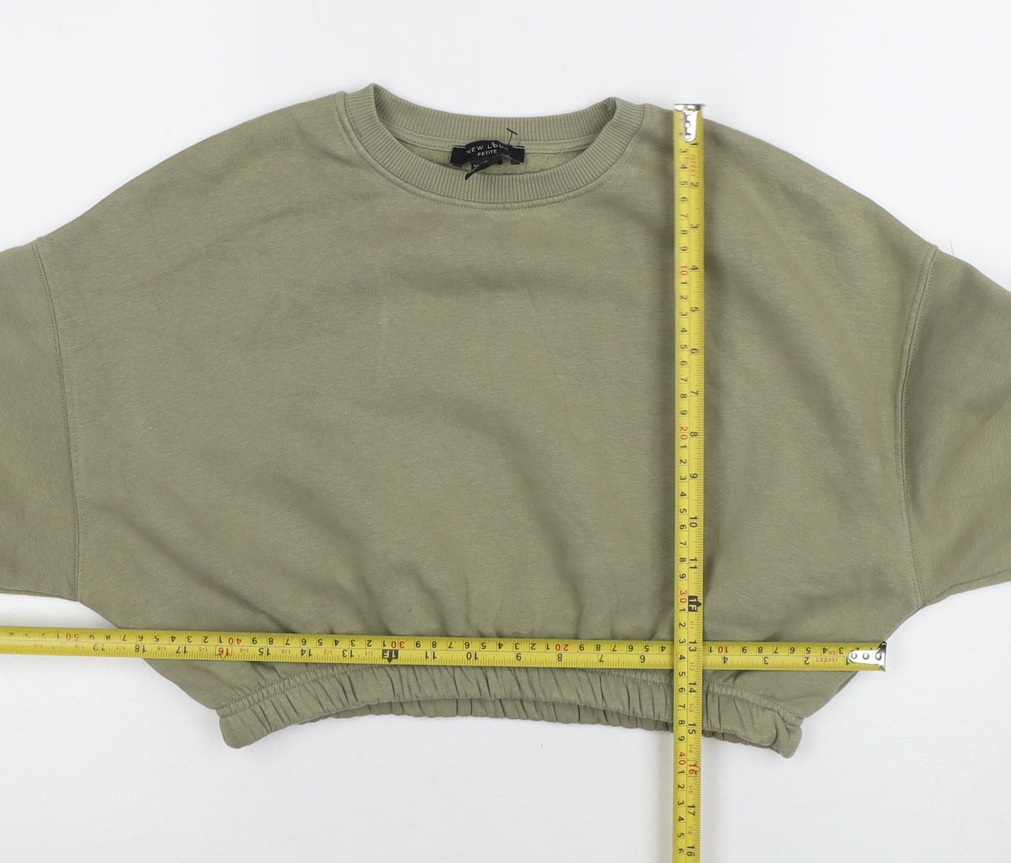 New Look Petite Womens Green Size 6 Cropped Pullover Sweatshirt