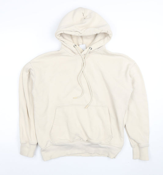 ZARA Women Beige Pullover Hoodie 65% Cotton 35% Polyester Size M