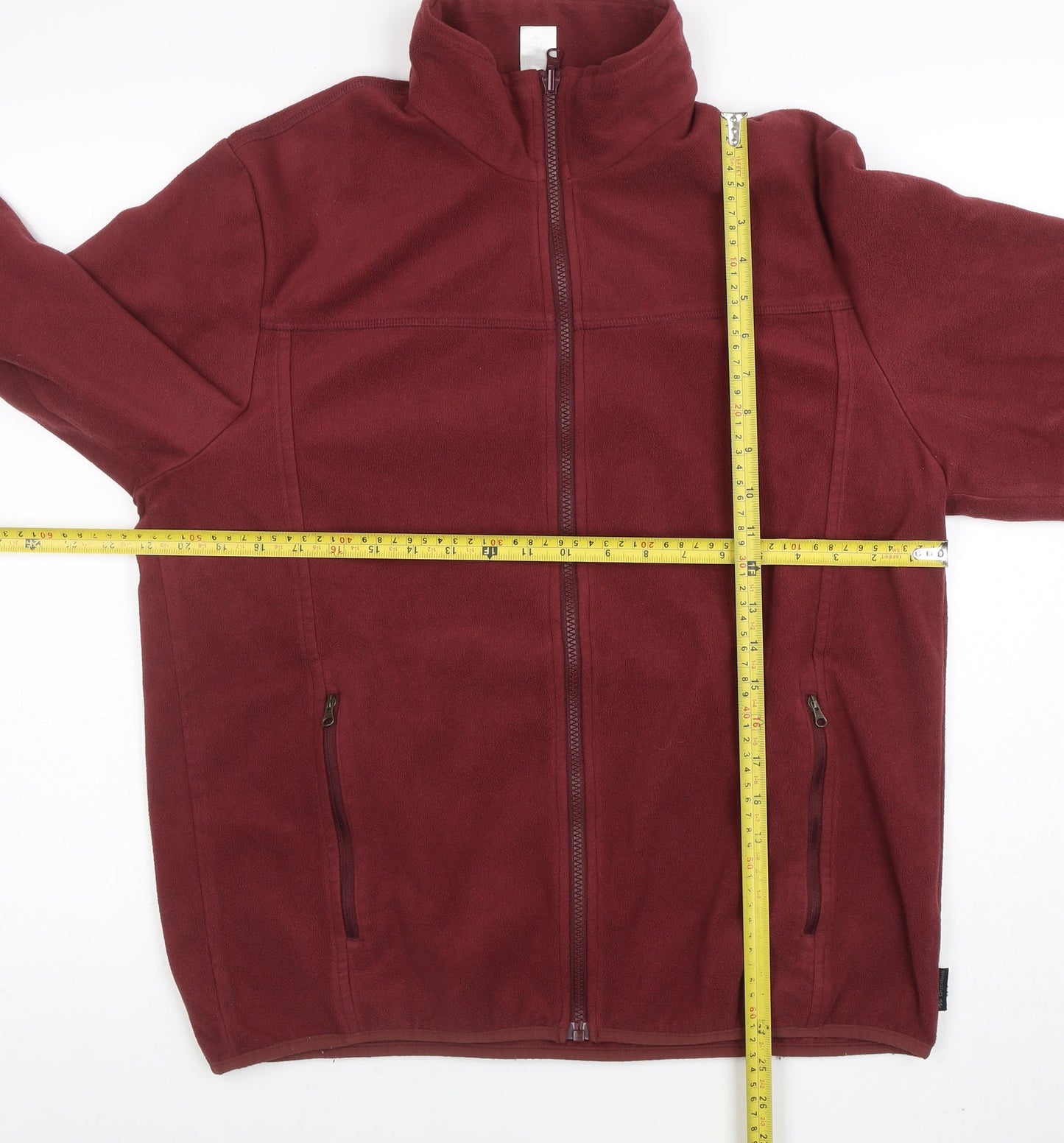 Decathlon Men's Red Fleece Full Zip Jacket XL Lightweight Warm Outdoor