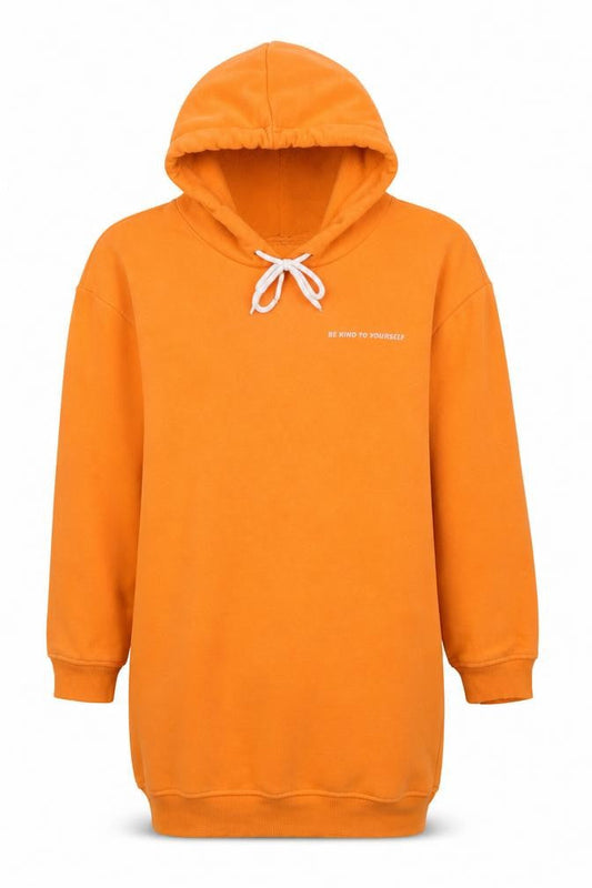 Select Women Orange Be Kind Hoodie Dress Size S Tunic Style