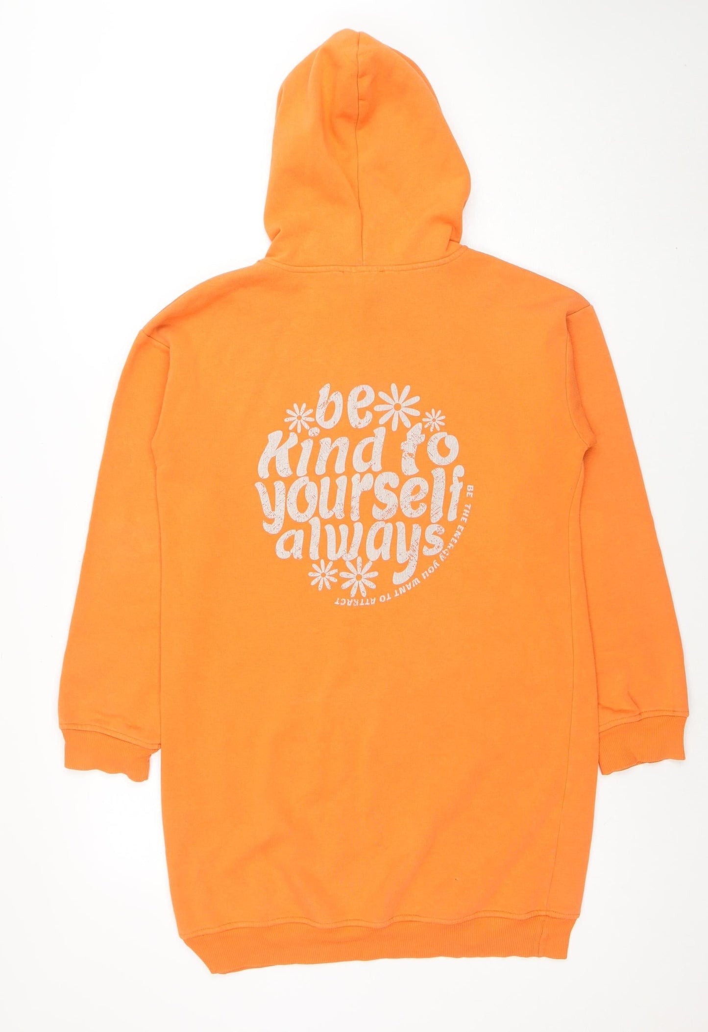 Select Women Orange Be Kind Hoodie Dress Size S Tunic Style