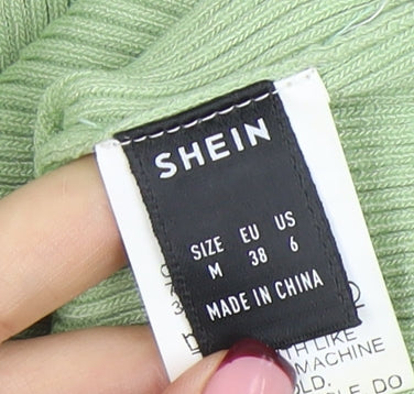 SHEIN Womens Green Roll Neck Ribbed Knit Long Sleeve Top Size 10