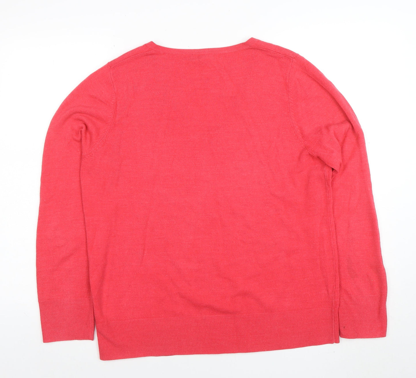 Next Women’s Pink V-Neck Long Sleeve Acrylic Jumper Size 18