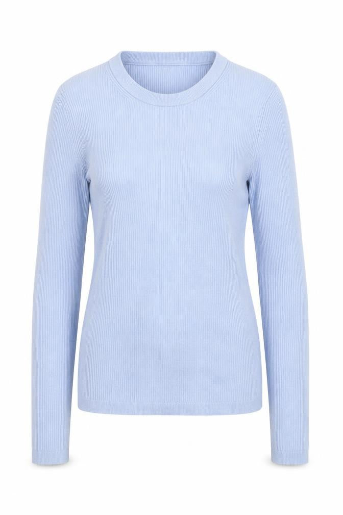 Primark Women Blue Ribbed Crew Neck Long Sleeve Pullover Jumper M