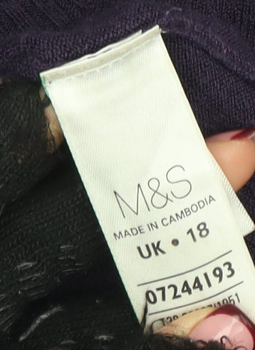 Marks and Spencer Women’s Purple Acrylic Crew Neck Jumper UK 18