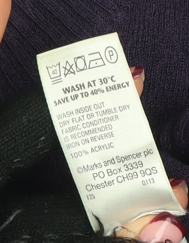 Marks and Spencer Women’s Purple Acrylic Crew Neck Jumper UK 18