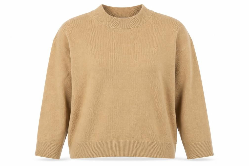 MNG Womens Beige Mock Neck Long Sleeve Knit Pullover Jumper Size L