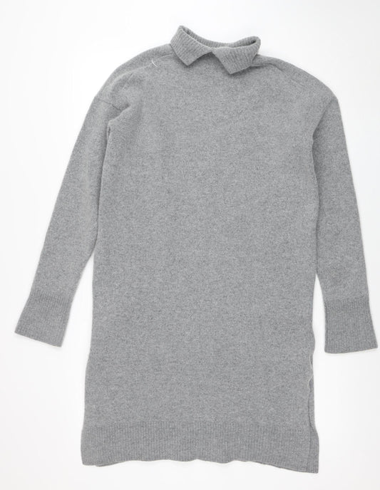 Arket Women's Grey Roll Neck Wool Jumper Size S