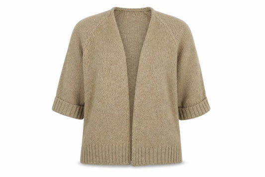 Zara Women Beige Chunky-Knit Open Cardigan M Relaxed Fit