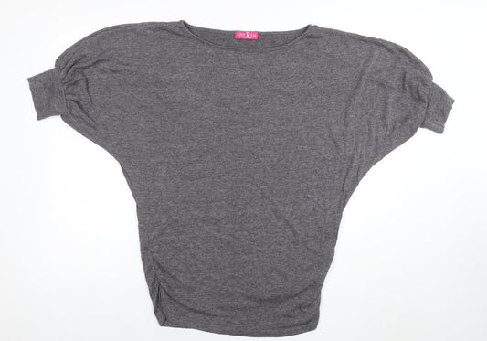 Kitty Kat Women’s Grey Relaxed Fit Dolman Sleeve T-Shirt Size 10