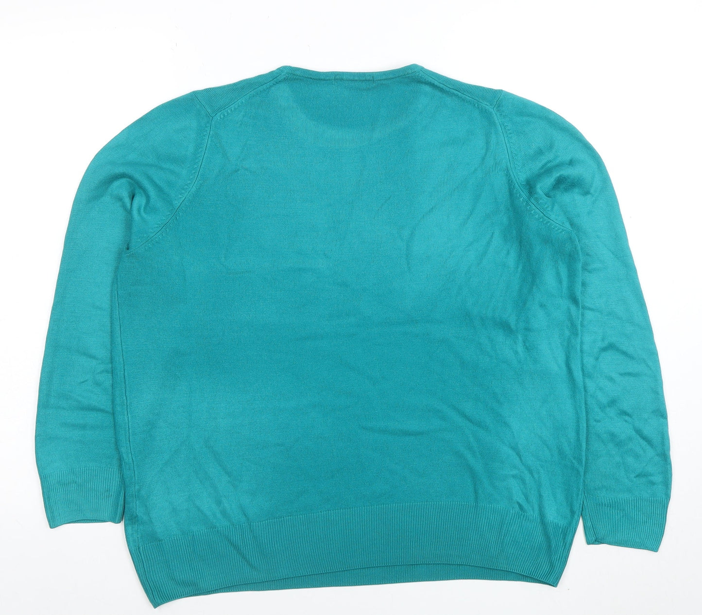 Marks and Spencer Women's Green Cotton Crew Neck Jumper Size 18