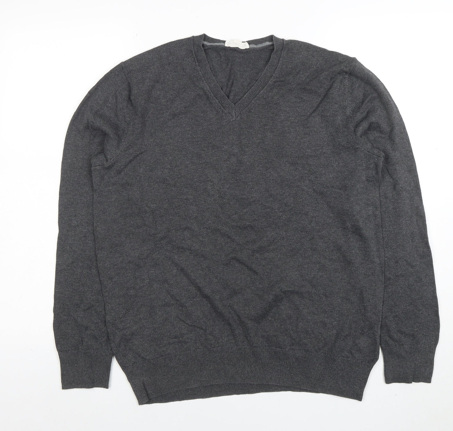 Gap Men’s Grey V-Neck Cotton Pullover Jumper M