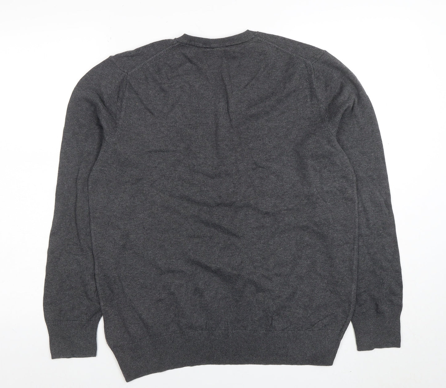 Gap Men’s Grey V-Neck Cotton Pullover Jumper M