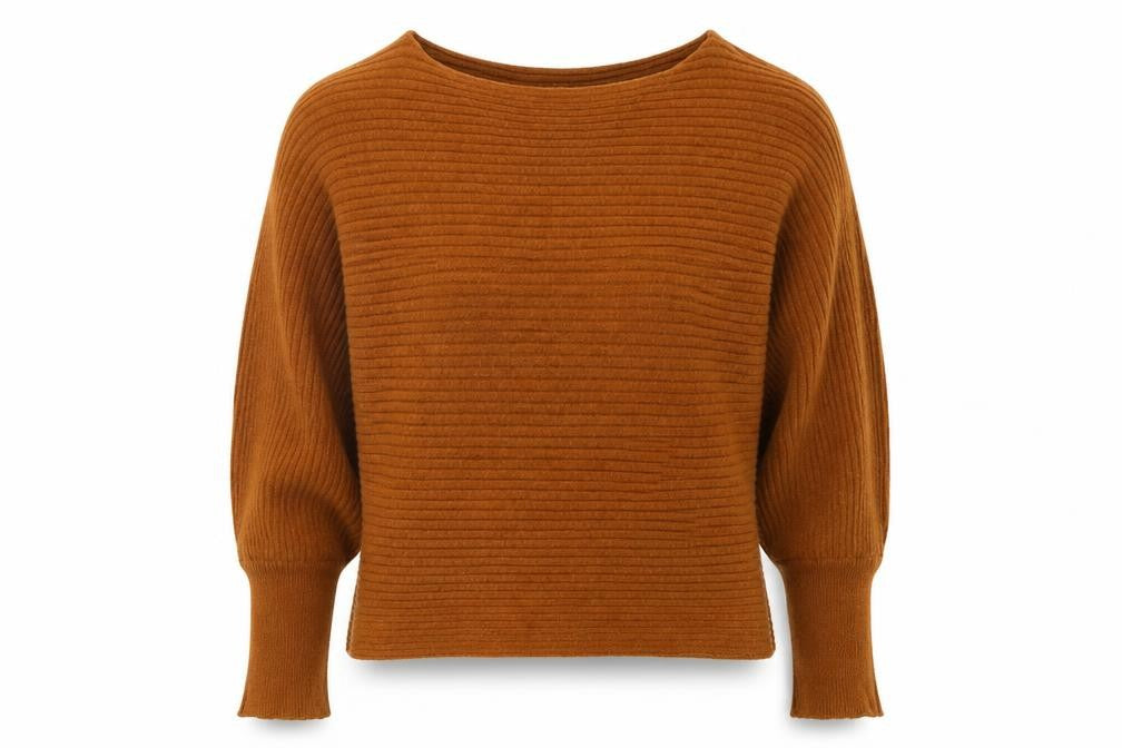 Only Women’s Brown Ribbed Boat Neck Long Sleeve Jumper Size L