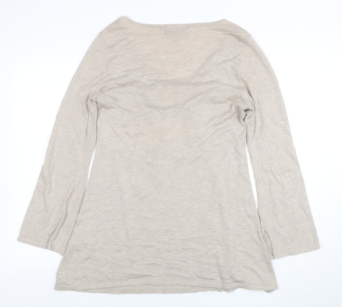 Fenn Wright Manson Womens Beige Size 12 V-Neck Long Sleeve Wool Blend Jumper
