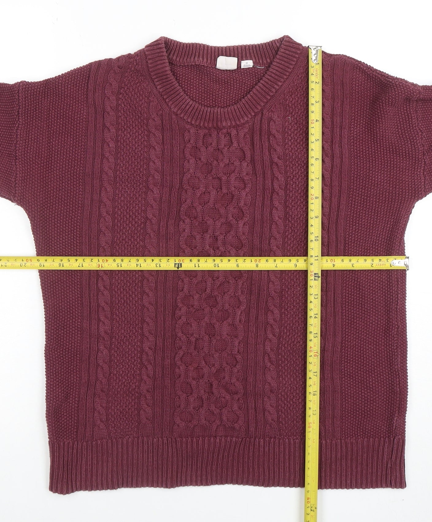 GAP Womens Red Cable-Knit Cotton Jumper Size M