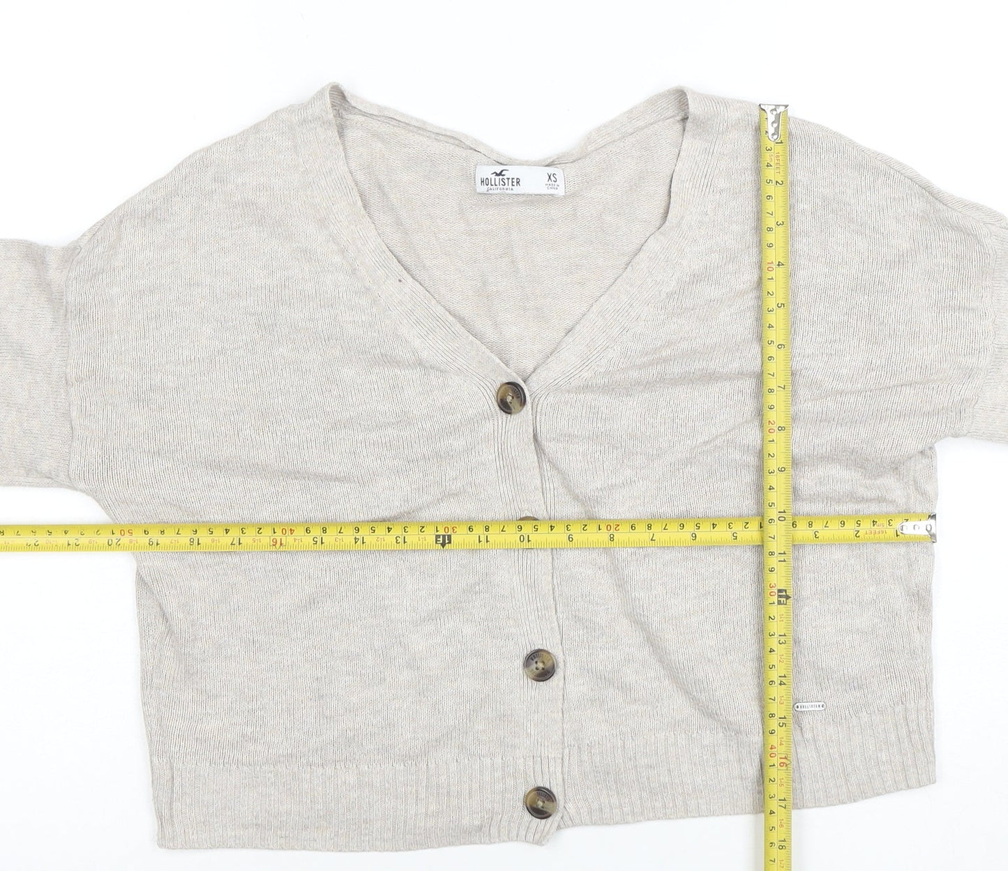 Hollister Women’s Beige V-Neck Button Cardigan XS