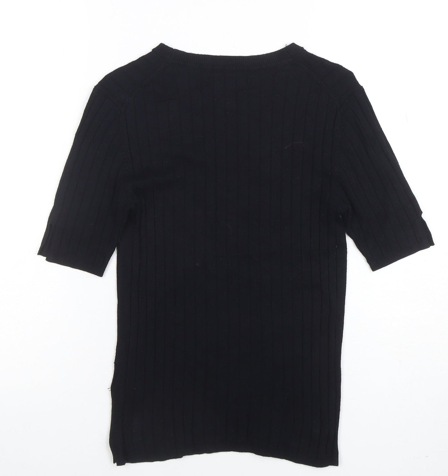 Marks and Spencer Women’s Black Ribbed Knit Short Sleeve Top Size 10