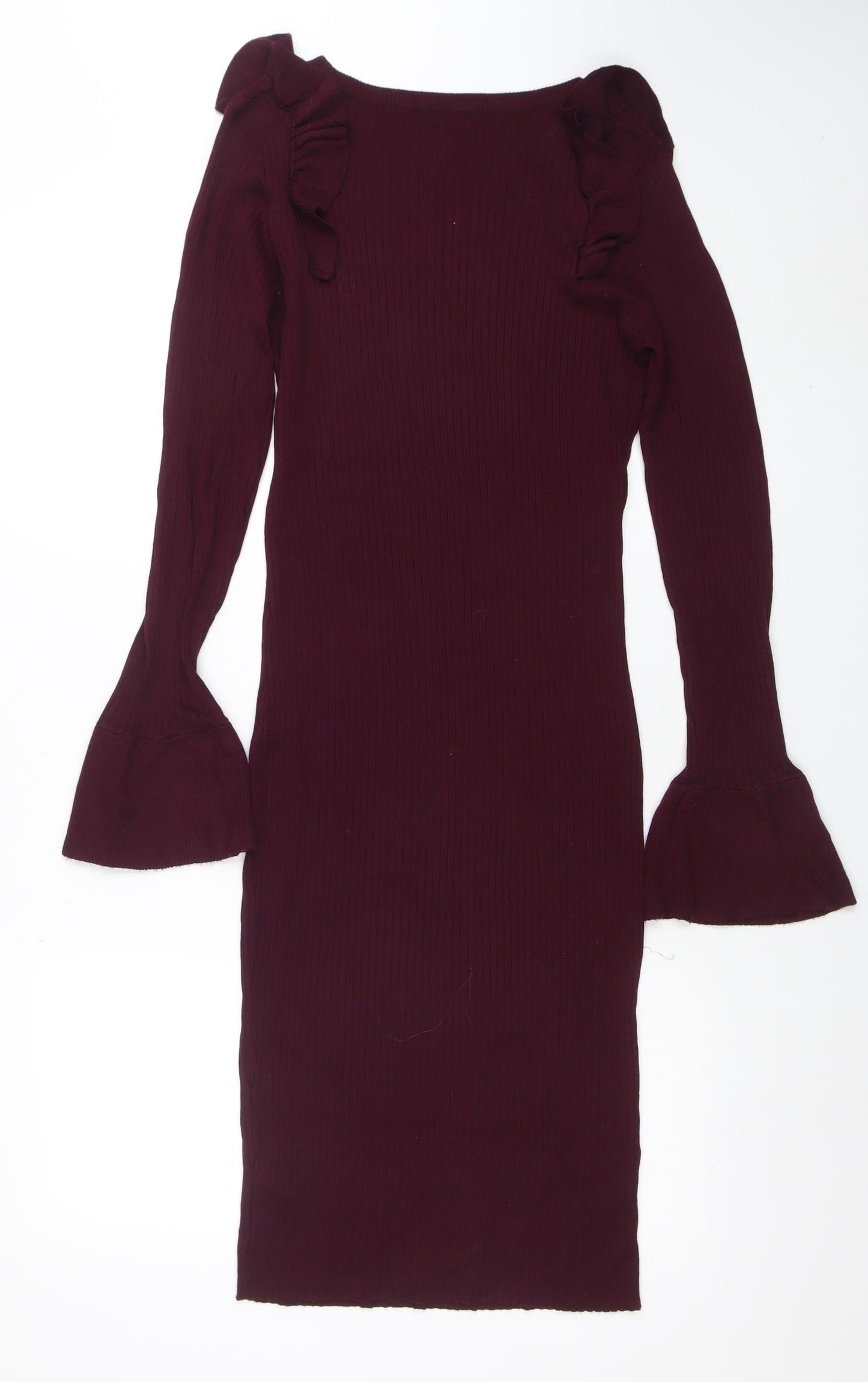 Dorothy Perkins Women Red Size 12 Bodycon Knit Long Sleeve Dress