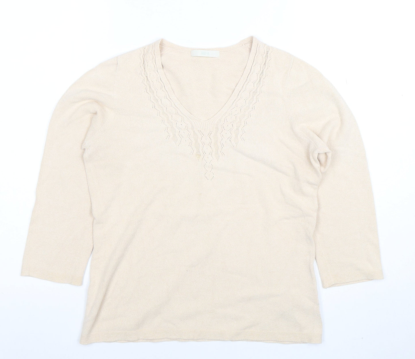 Marks and Spencer Women Beige V-Neck Knit Blouse UK 12