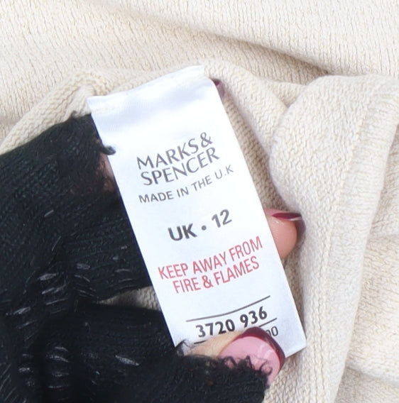 Marks and Spencer Women Beige V-Neck Knit Blouse UK 12