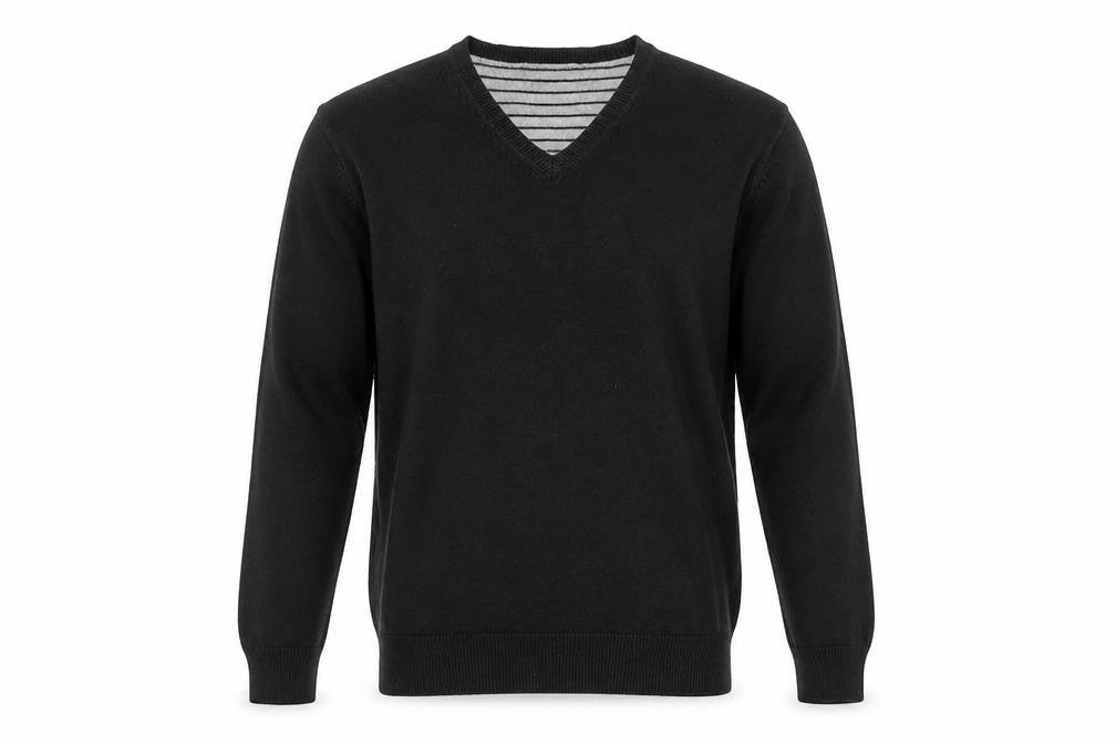 Blue Harbour Men's Black V-Neck Cotton Jumper M