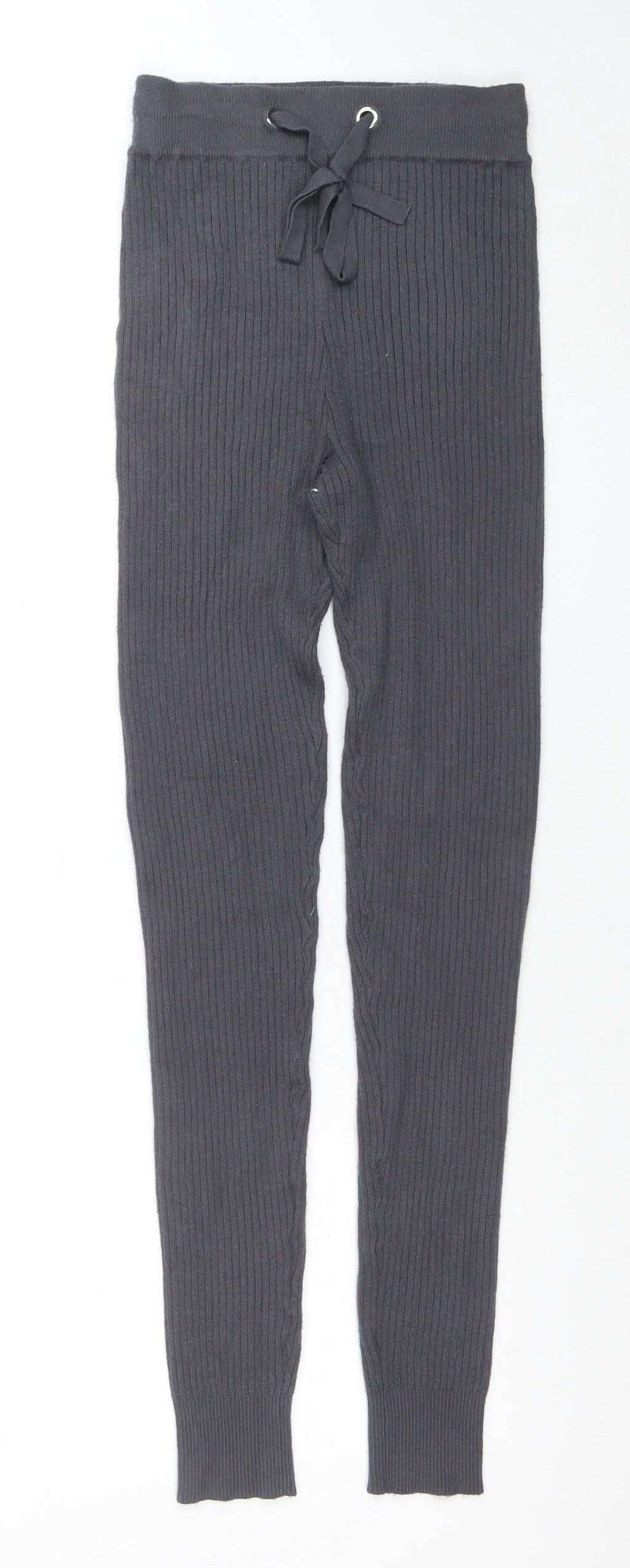 F&F Women’s Grey Ribbed Knit Jogger Trousers Size 6