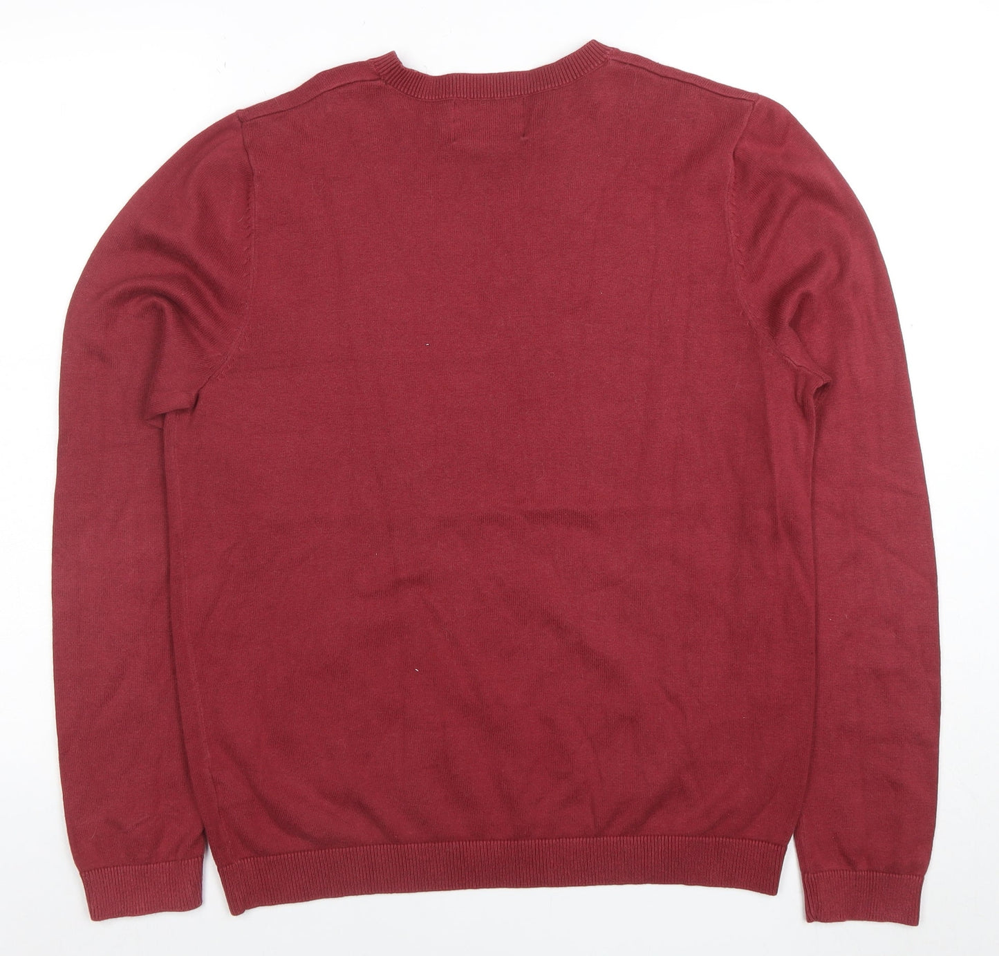 Topman Men Red Cotton Crew Neck Pullover Jumper Size M