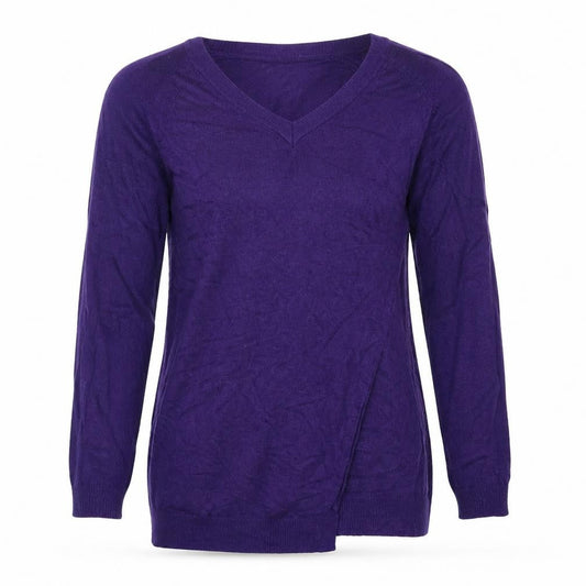 Marks & Spencer Women Purple V-Neck Long Sleeve Cotton Cashmere Jumper Size 12