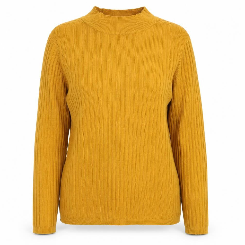 Primark Women’s Yellow Mock Neck Rib Knit Pullover Jumper XL
