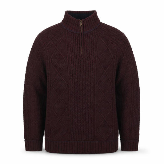 Matalan Mens Brown Cable Knit 1/4 Zip Jumper Medium