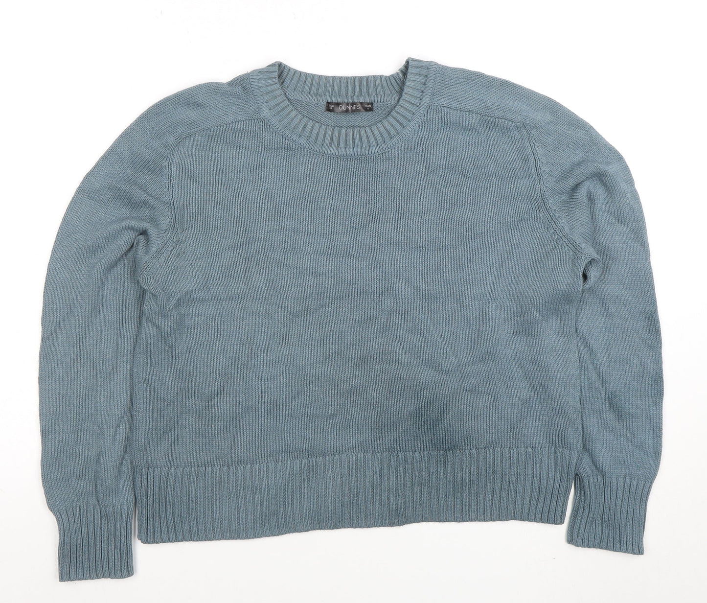 Dunnes Women Pale Green Blue Cotton Knit Crew Neck Jumper Size S