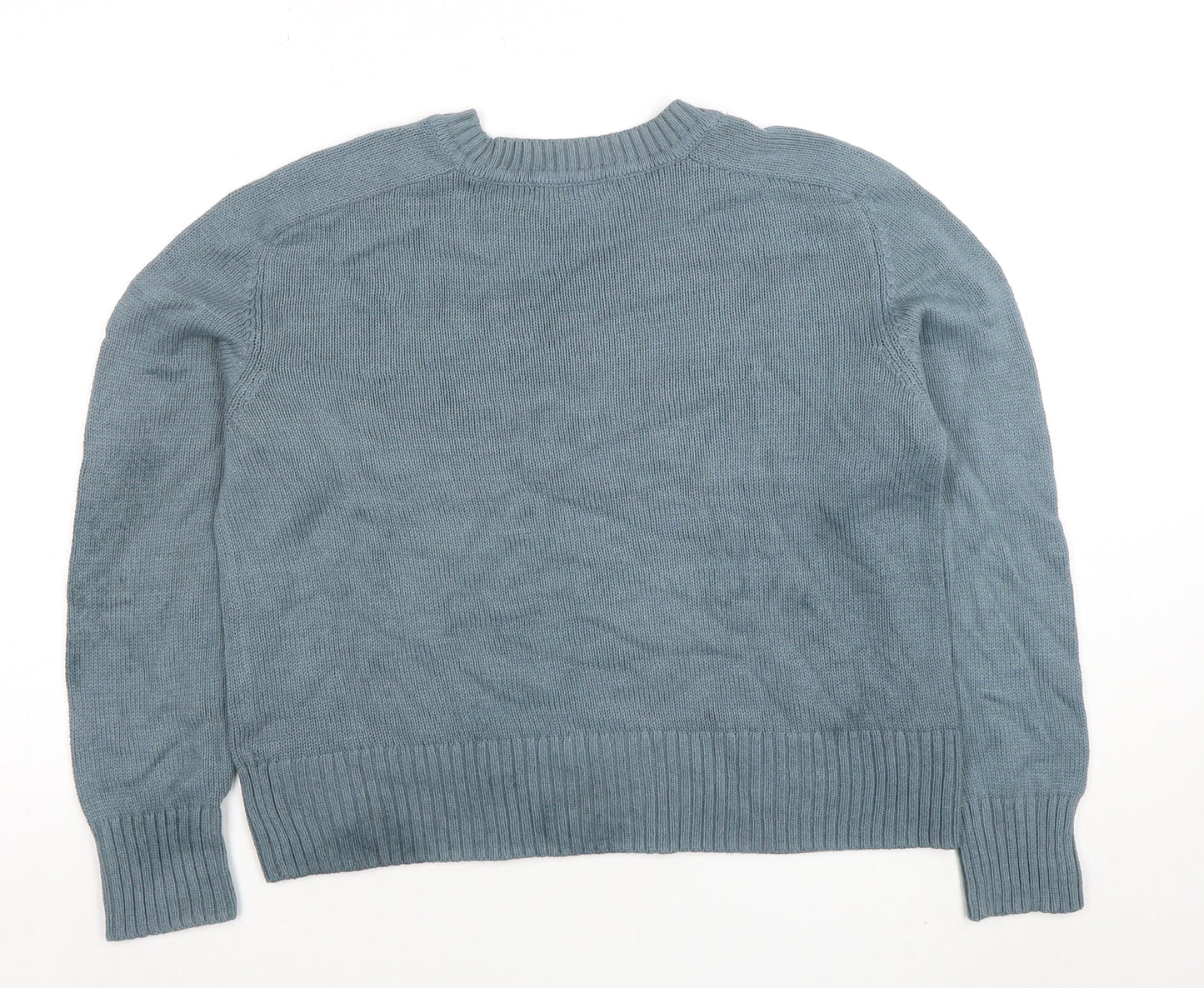 Dunnes Women Pale Green Blue Cotton Knit Crew Neck Jumper Size S