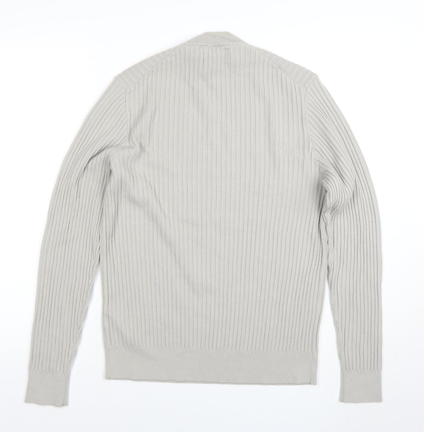 Marks and Spencer Men’s Beige Merino Wool Blend Ribbed Jumper M