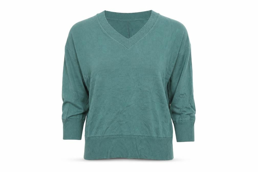 NEXT Women Green V-Neck 3/4 Sleeve Lightweight Pullover Jumper M