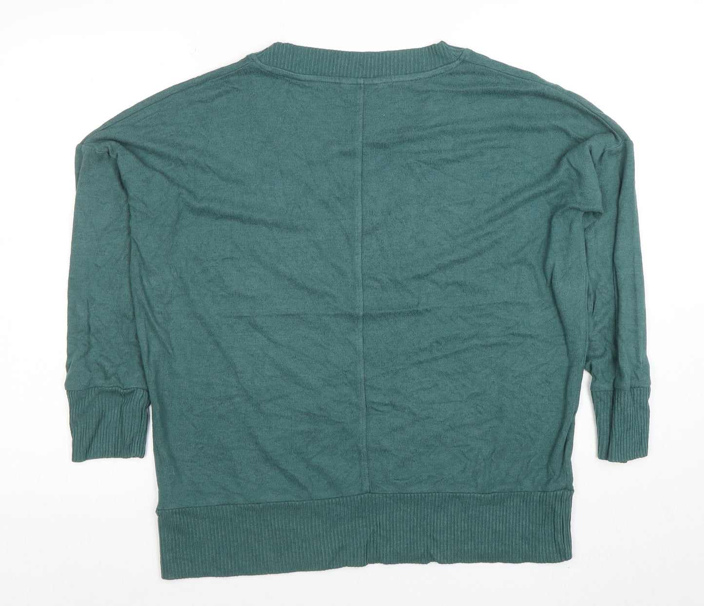 NEXT Women Green V-Neck 3/4 Sleeve Lightweight Pullover Jumper M