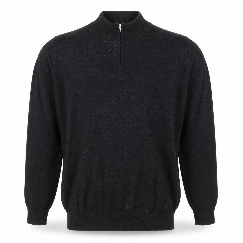 Marks & Spencer Men's Black L 1/2 Zip Wool Blend Jumper