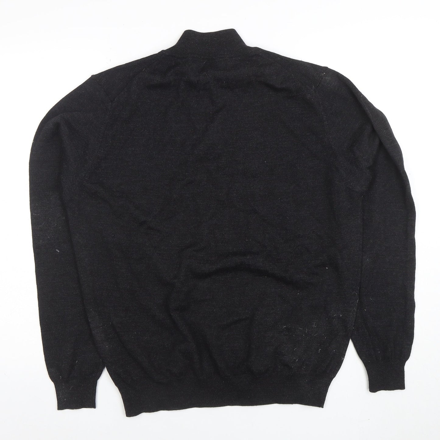Marks and Spencer Men's Black L 1/2 Zip Wool Blend Jumper