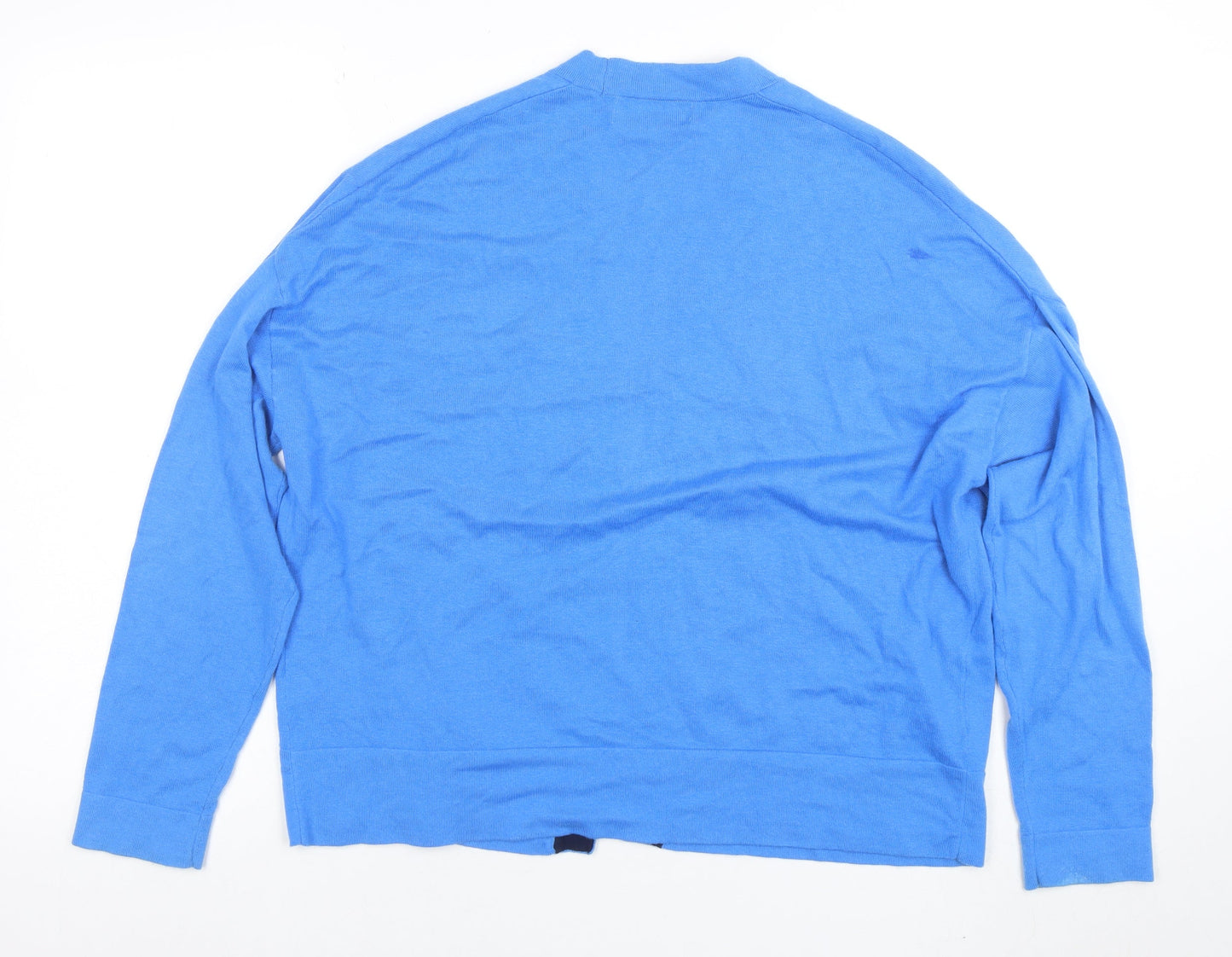 Next Women Blue Open Cardigan UK 10 Cotton Blend Long Sleeve Knit