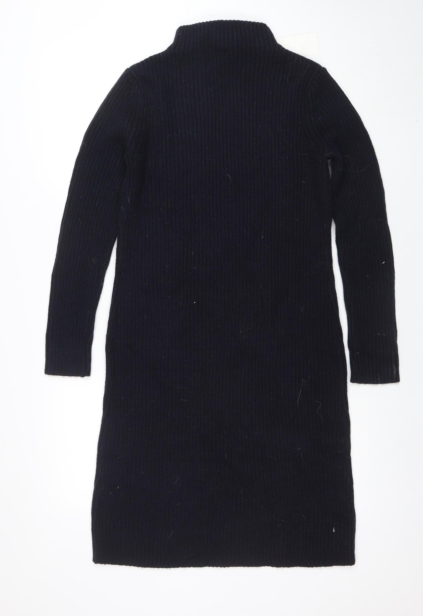 Uniqlo Women Black Knit Bodycon High Neck Long Sleeve Dress S