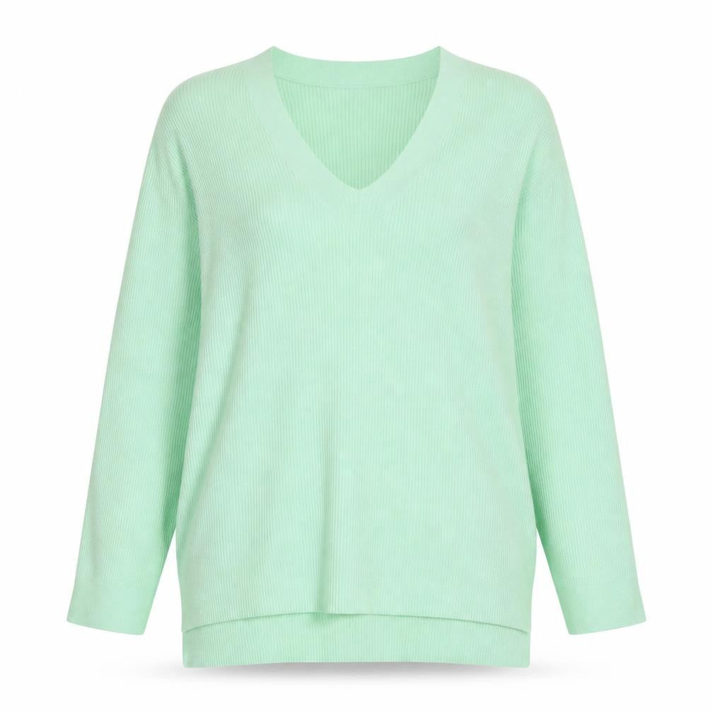 Marks & Spencer Women's Mint Green V-Neck Long Sleeve Jumper Size 12
