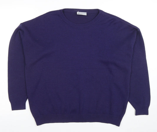 BHS Women’s Purple Crew Neck Acrylic Knit Pullover Jumper Size 14-16