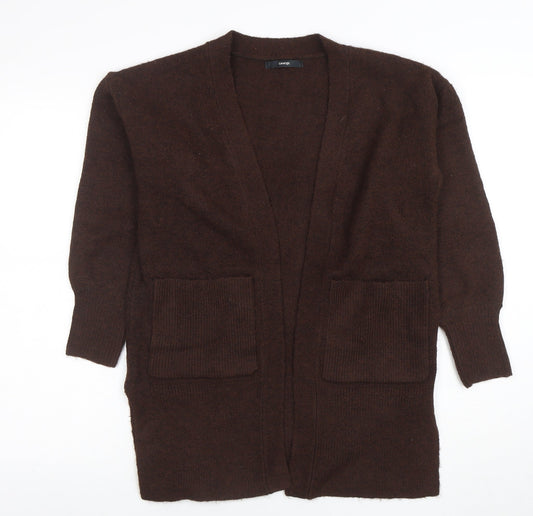 George Womens Brown V-Neck Knit Long Sleeve Open Cardigan Size S
