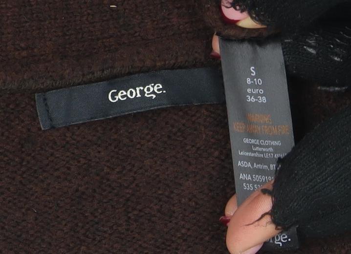 George Womens Brown V-Neck Knit Long Sleeve Open Cardigan Size S